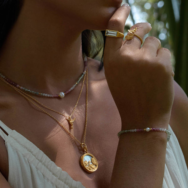 Satya Jewelry Take Flight Butterfly Pearl Locket Necklace