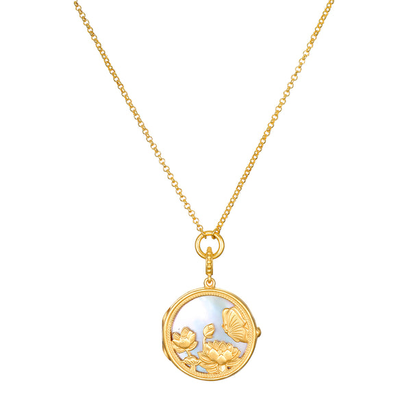 satya jewelry Take Flight Butterfly Pearl Locket Necklace