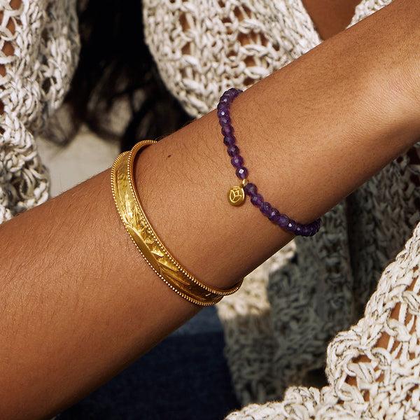 Satya Jewelry Tranquility Lotus Amethyst Gemstone Bracelet