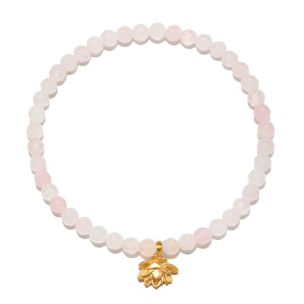 satya jewelry Transformative Journey Lotus Rose Quartz Stretch Bracelet