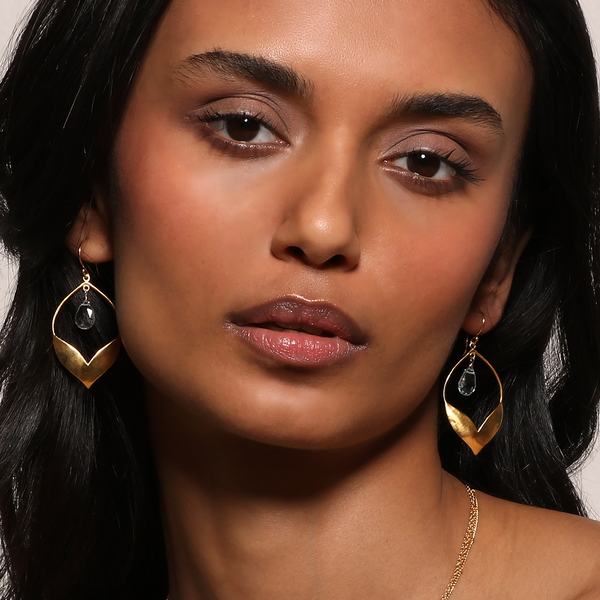 Satya Jewelry Transformed By Compassion Lotus Blue Topaz Earrings