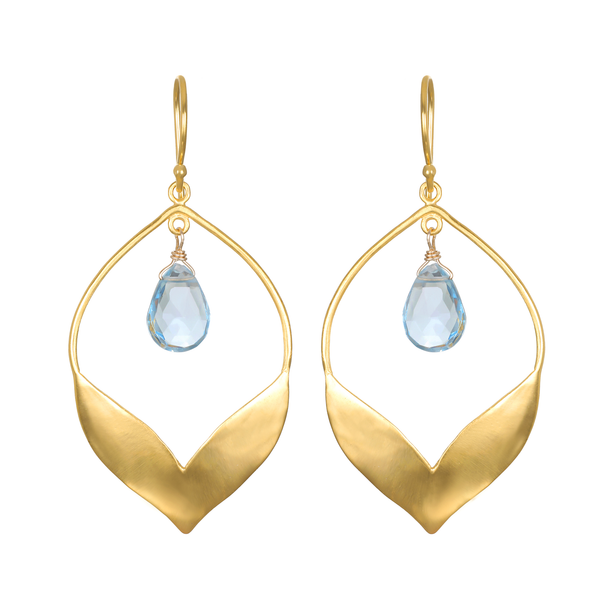 satya jewelry Transformed by Compassion Lotus Blue Topaz Earrings