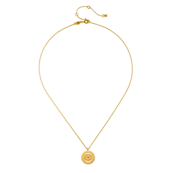 Satya Jewelry True Visionary White Topaz Evil Eye Coin Necklace