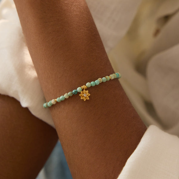 Satya Jewelry Turquoise Lotus December Birthstone Bracelet