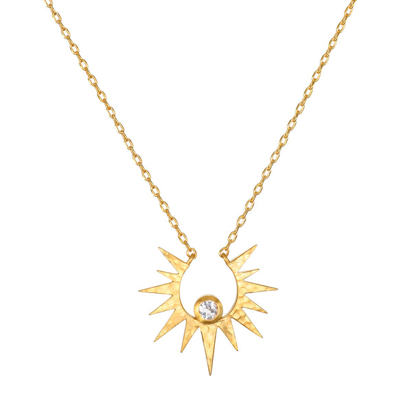 satya jewelry Unveiling Dreams White Topaz Starburst Necklace