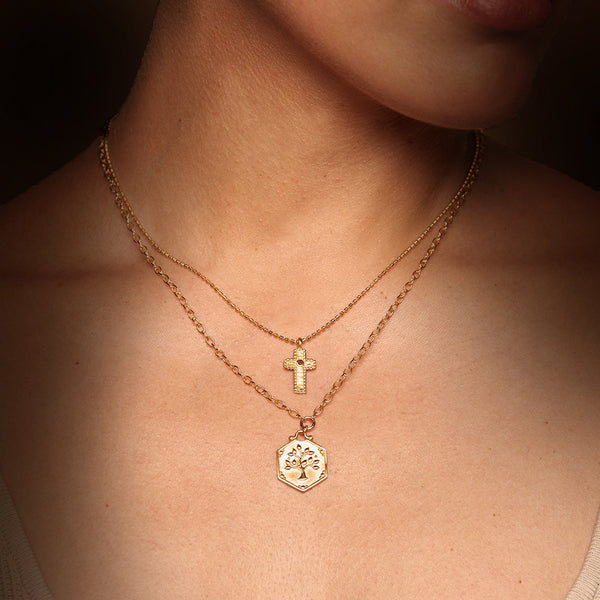 Satya Jewelry Unwavering Faith Garnet Cross Necklace