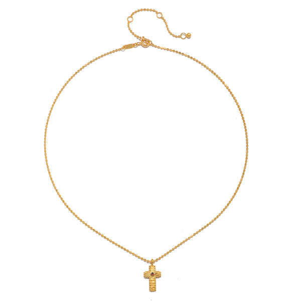 Satya Jewelry Unwavering Faith Garnet Cross Necklace