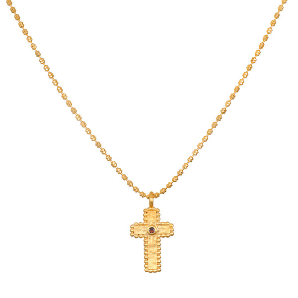 satya jewelry Unwavering Faith Garnet Cross Necklace