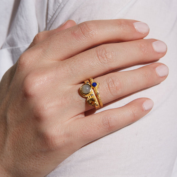 Satya Jewelry Vibrant Beauty Cluster Gemstone Ring Set