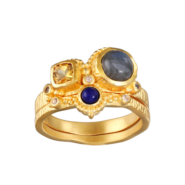 satya jewelry Vibrant Beauty Cluster Gemstone Ring Set