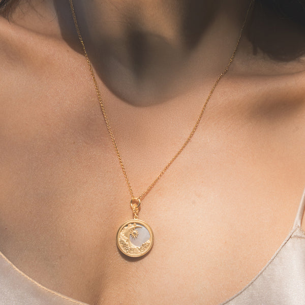 Satya Jewelry Waking Dreams Mother Of Pearl Celestial Necklace