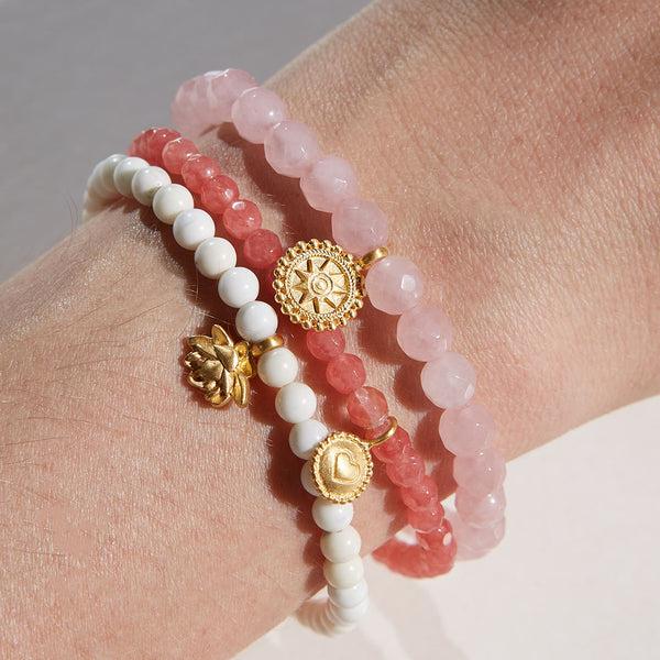 Satya Jewelry Walk In Harmony Lotus White Turquoise Gemstone Bracelet
