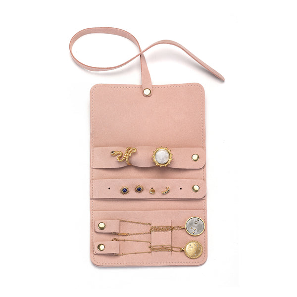 Satya Jewelry Weekend Journey Travel Jewelry Wrap Holder Pink