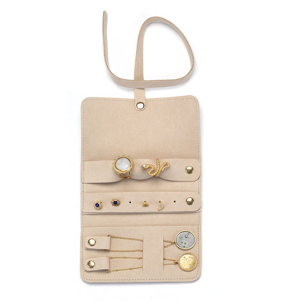 Satya Jewelry Weekend Journey Travel Jewelry Wrap Holder Tan