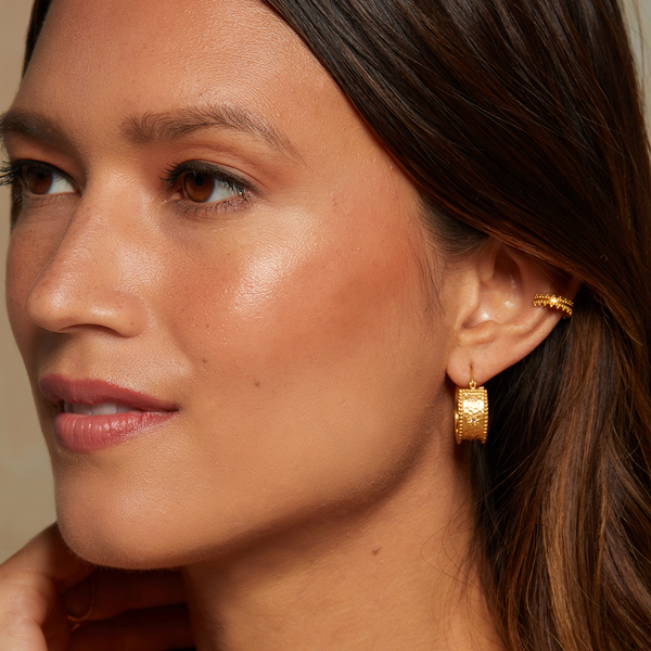 Satya Jewelry Whimsical Spirit White Topaz Bold Hoop Earrings