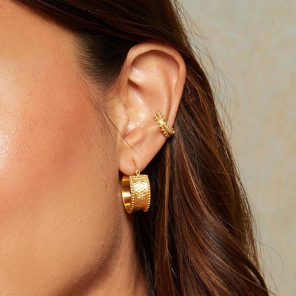 Satya Jewelry Whimsical Spirit White Topaz Bold Hoop Earrings