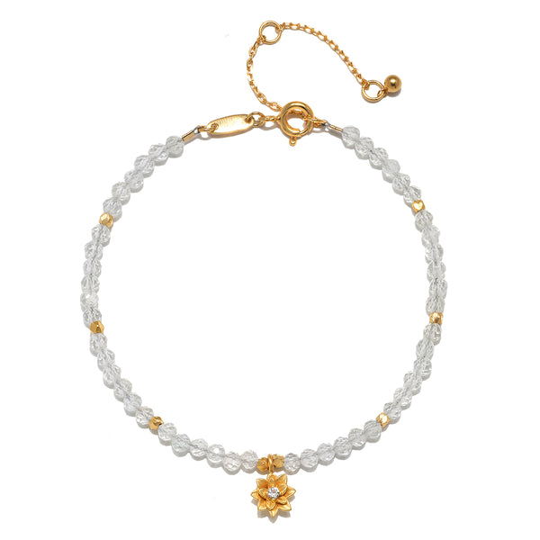 satya jewelry White Topaz Lotus April Birthstone Bracelet