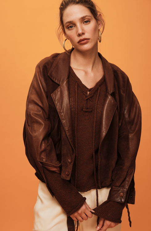 Savannah Morrow AMAL KNIT TOP — COCOA