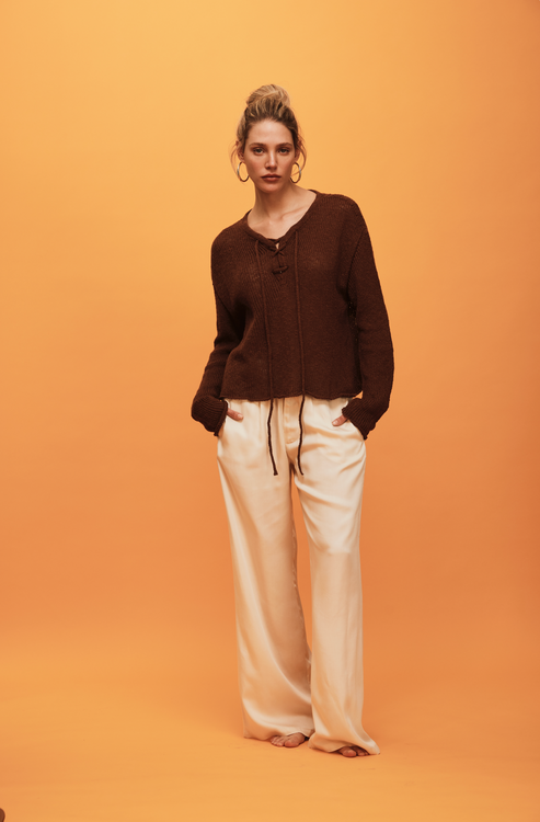 savannah morrow AMAL KNIT TOP — COCOA