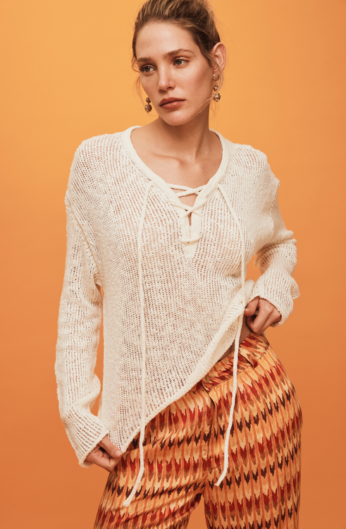 Savannah Morrow AMAL KNIT TOP — IVORY