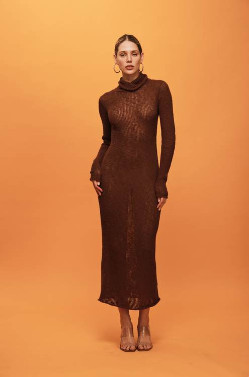 Savannah Morrow GIGI KNIT DRESS — COCOA
