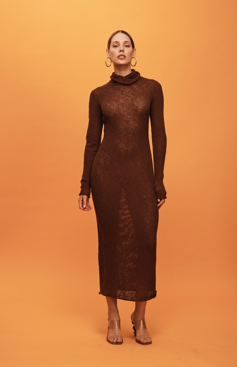 savannah morrow GIGI KNIT DRESS — COCOA