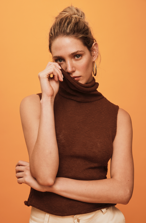 Savannah Morrow VITA KNIT TOP — COCOA