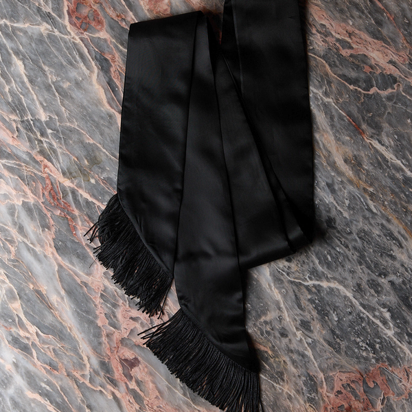 Savas Solid Silk Scarf Black