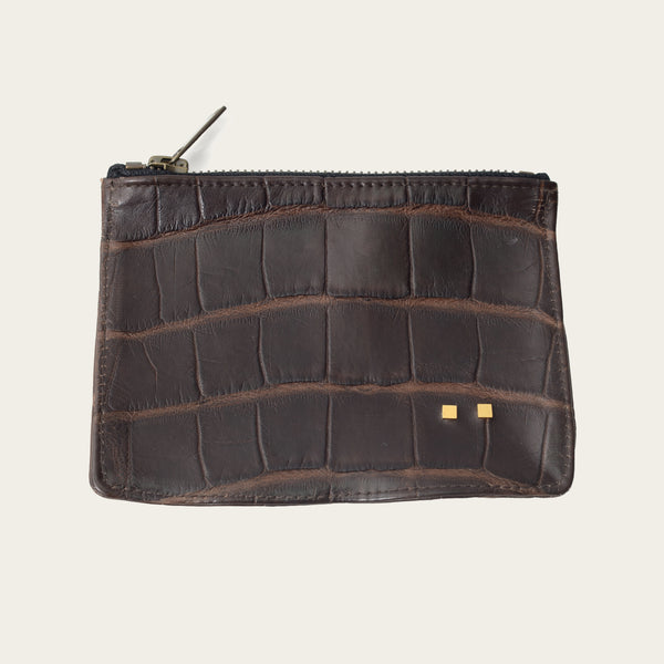 savas The Alligator Zipper Pouch Brown