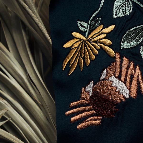 Savas The Crab Silk Scarf Indigo