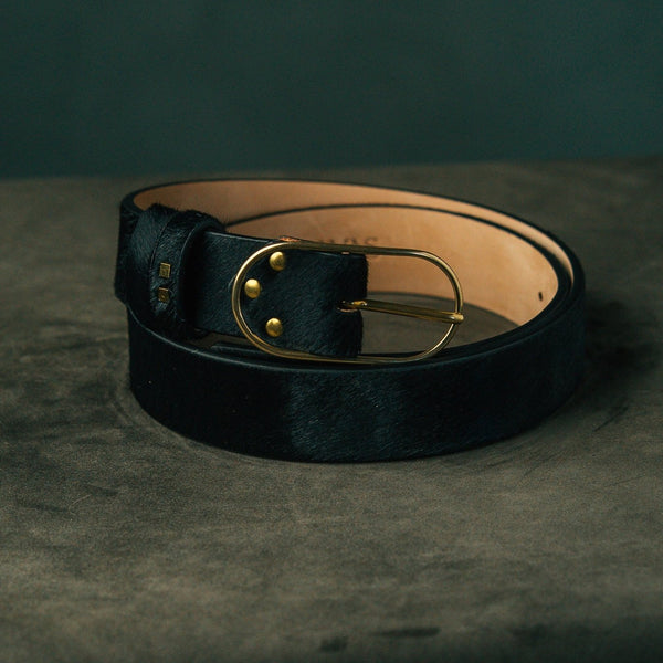 savas The Woodmont Belt Black Hair Calf