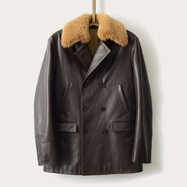 savas The Condor Peacoat Brown Calf w/ Shearling Collar