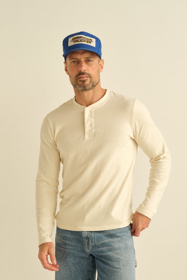 Save Khaki United American Jersey L/S Henley Union Blue