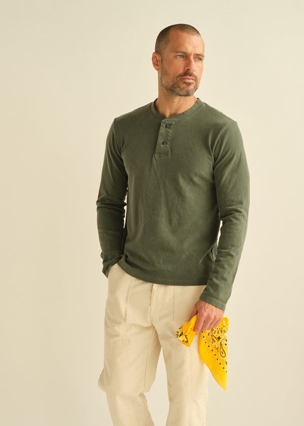 Save Khaki United American Jersey L/S Henley Union Blue