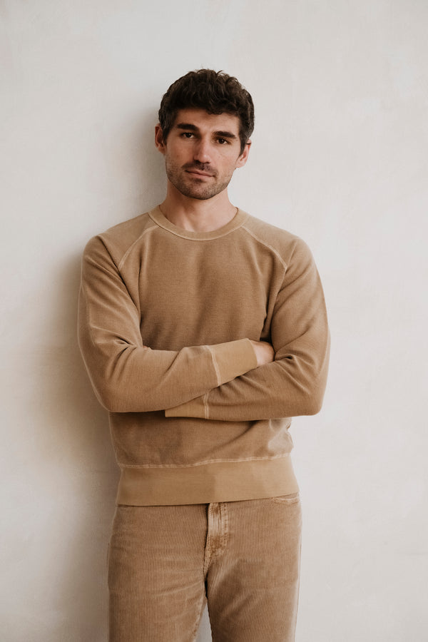 Save Khaki United American Twill Back Terry Crew Reversible Sweat Shirt Mocha