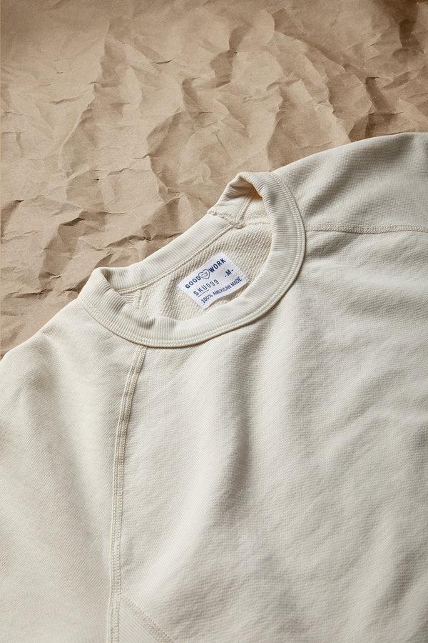 Save Khaki United American Twill Terry Crew Neck W/ Double Layer Side Panel Natural