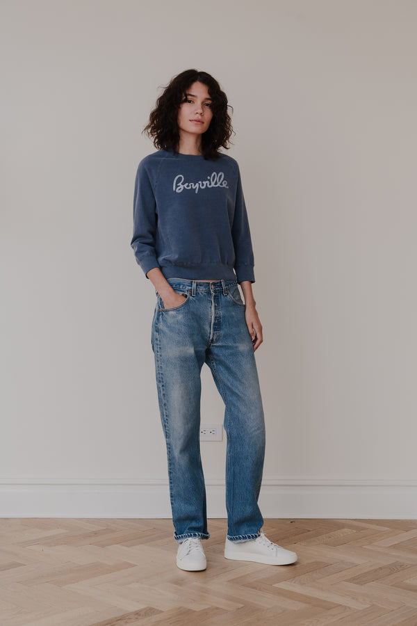 save khaki united Boyville Logo 3/4 Sleeve Sweatshirt Union Blue