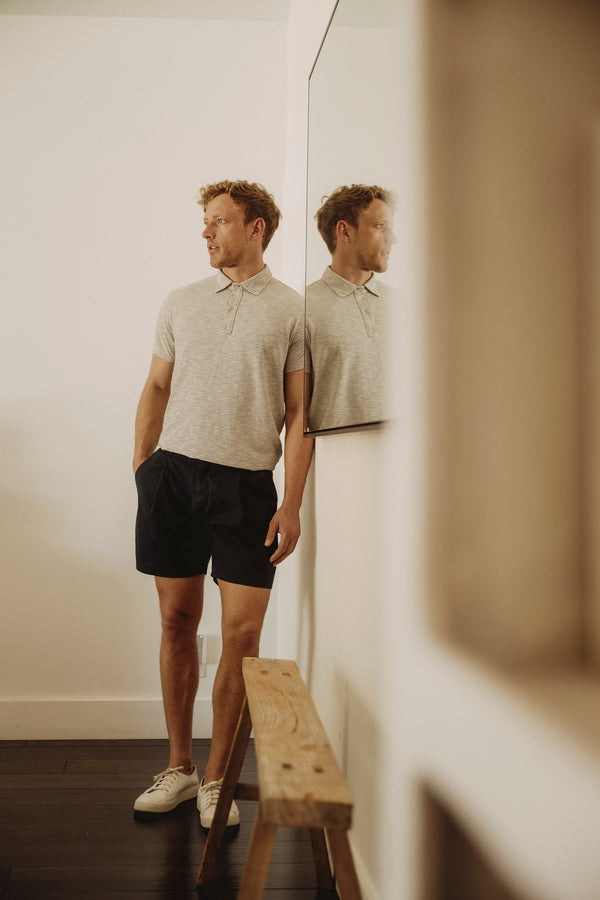 Save Khaki United Cotton Hemp Twill Pleated Shorts Basil