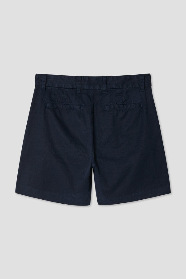 Save Khaki United Cotton Hemp Twill Pleated Shorts Navy