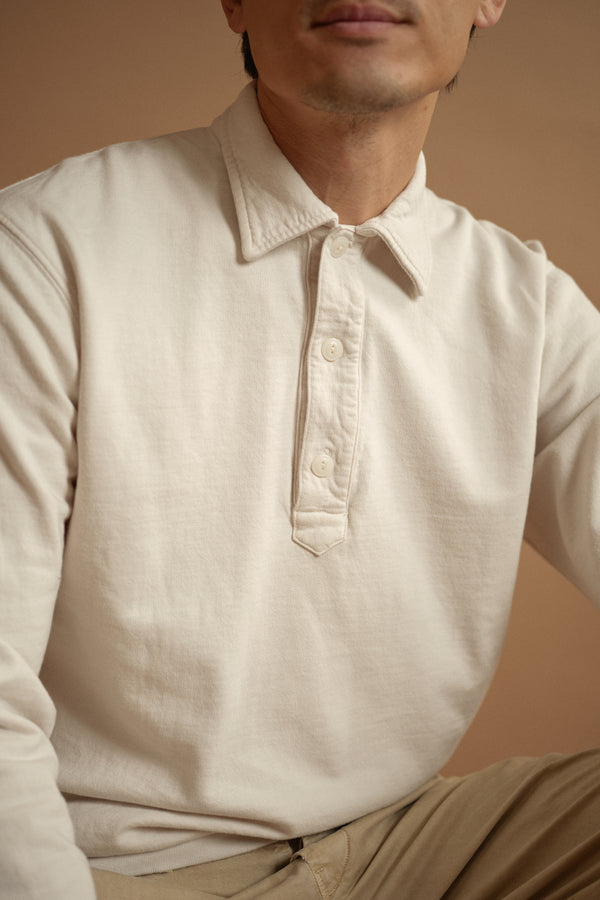 Save Khaki United Long Sleeve Supima Fleece Polo Basil