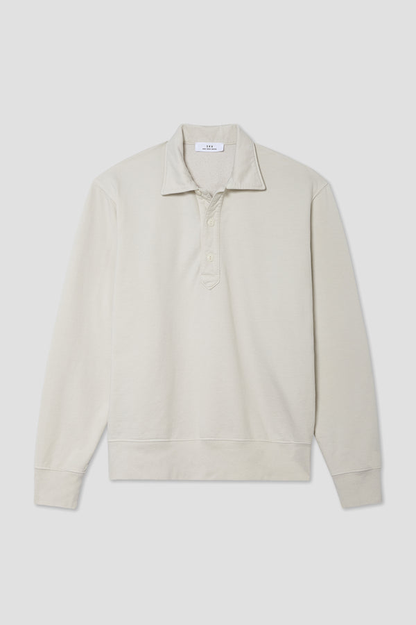 Save Khaki United Long Sleeve Supima Fleece Polo Navy