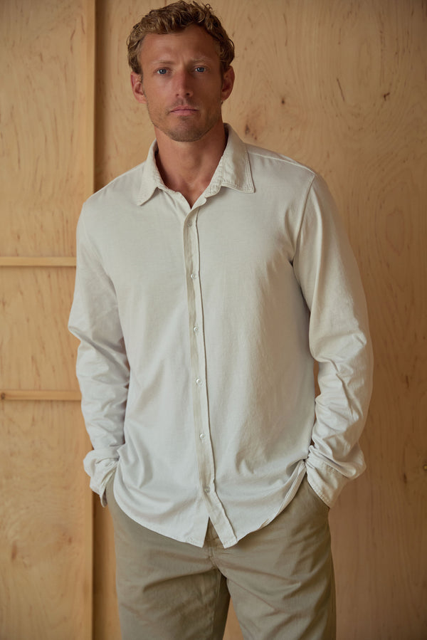 save khaki united Long Sleeve Supima Jersey Easy Shirt Basil