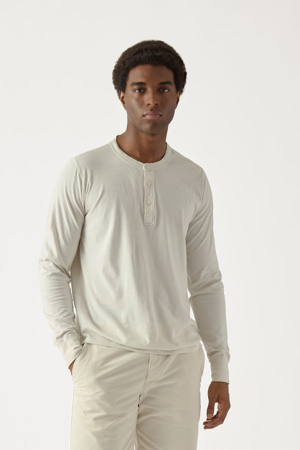 Save Khaki United Long Sleeve Supima Jersey Henley Indigo