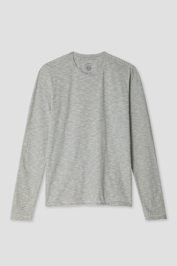 Save Khaki United Long Sleeve Thin Stripe Crew Tee Rye Grass