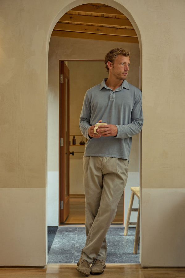 Save Khaki United LS Organic Recycled Polo Union Blue
