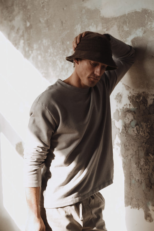 Save Khaki United LS Organic Terry Crew Heather Grey