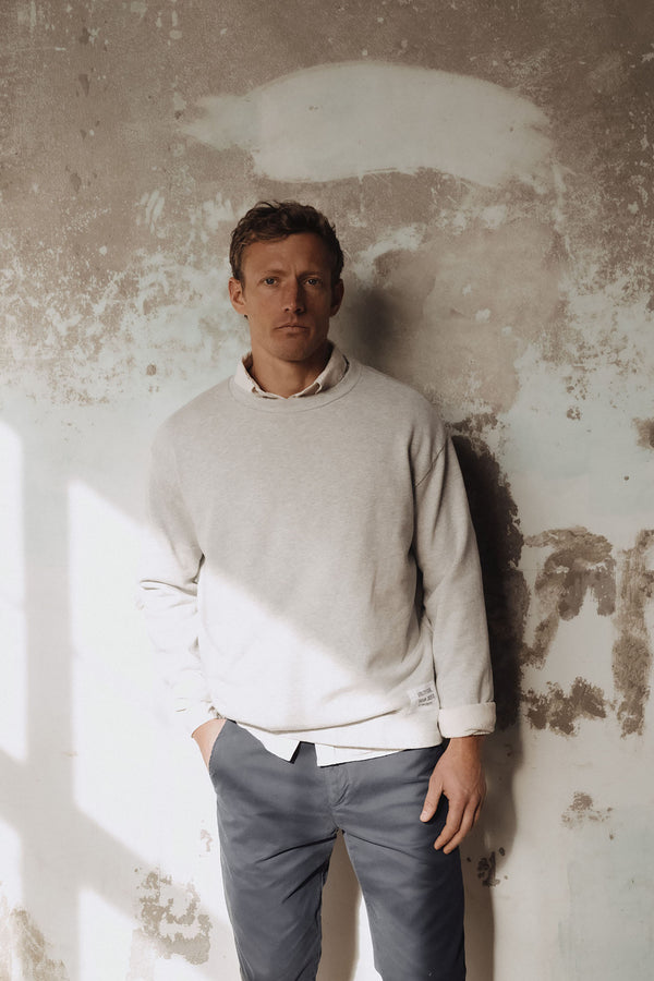 Save Khaki United LS Organic Terry Crew Heather Grey