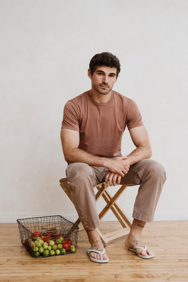 Save Khaki United Men's Short Sleeve Supima Crew Tee Clay