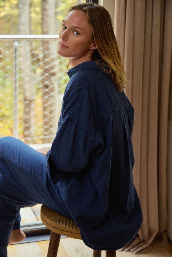 Save Khaki United Oversized Triple Gauze Easy Shirt Ash