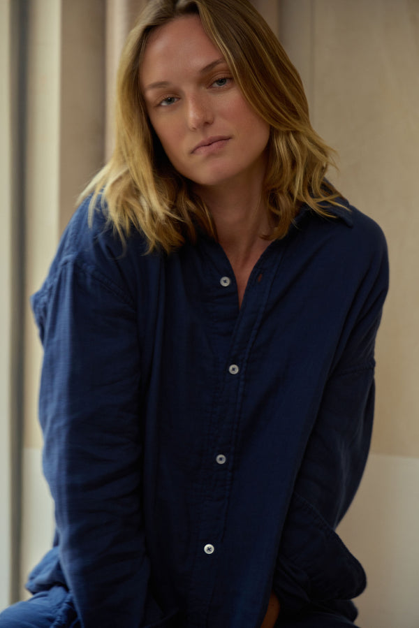 Save Khaki United Oversized Triple Gauze Easy Shirt Navy